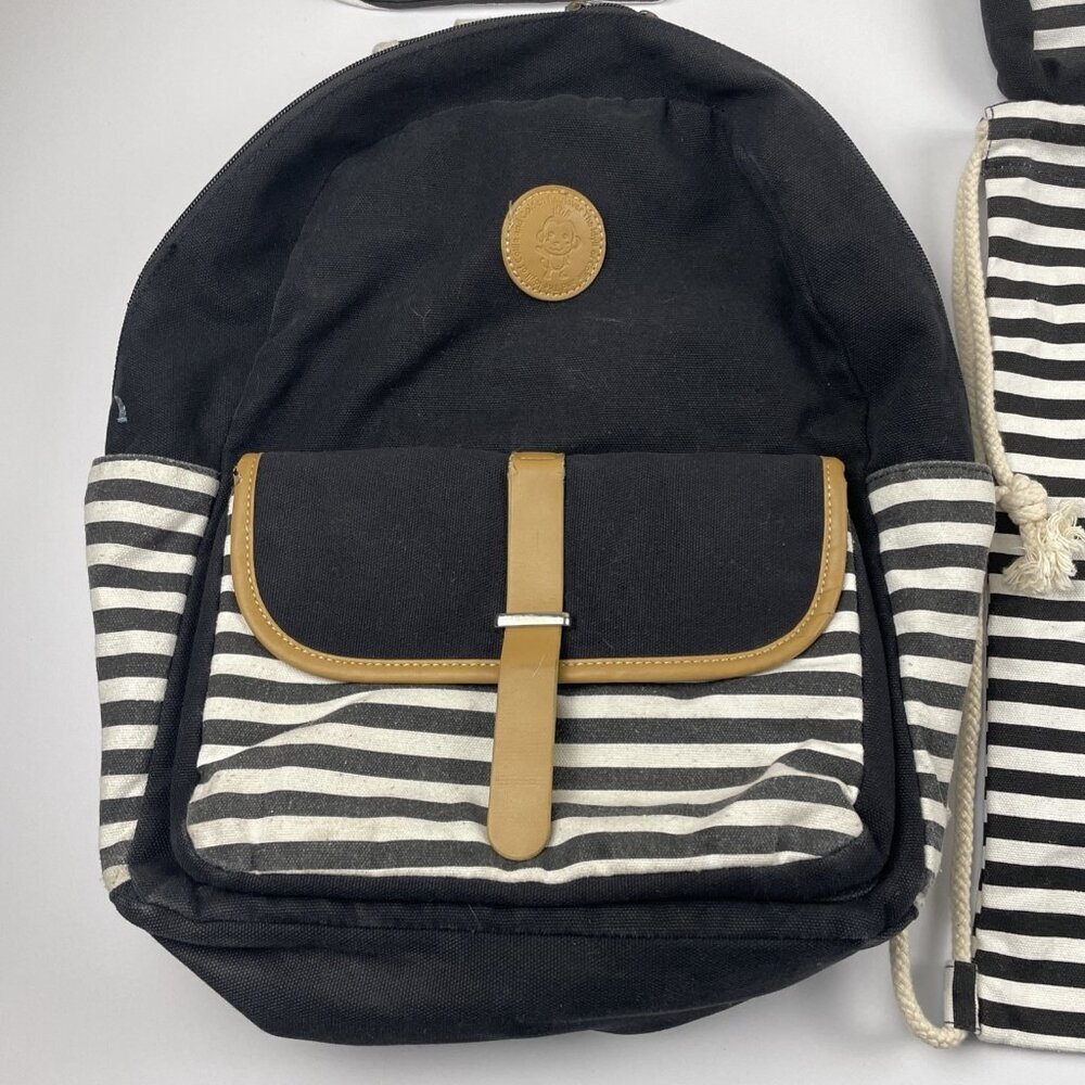 The Idyll of Collie and Golden Retriever 4pc Backpack Bag Travel School Striped - Picture 2 of 12